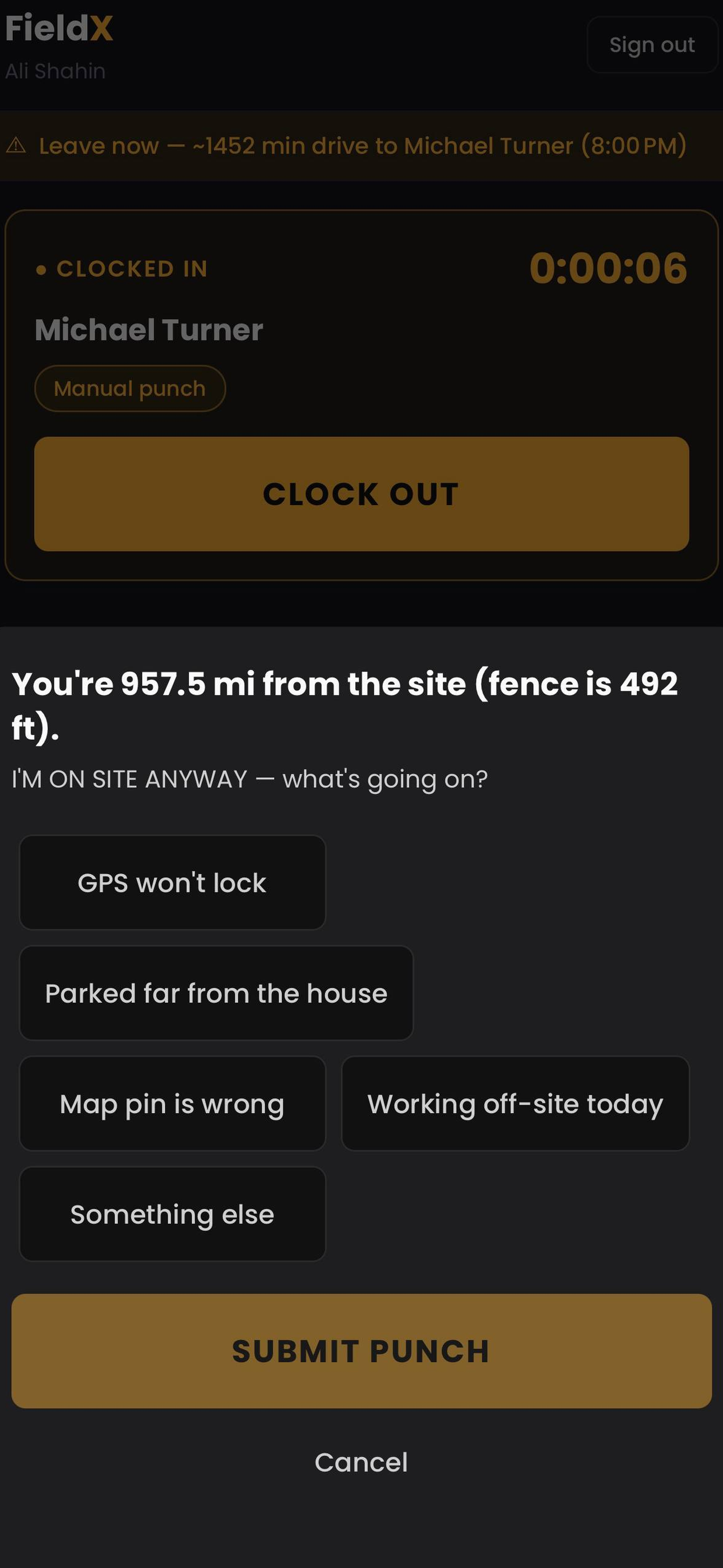 FieldX geofence punch