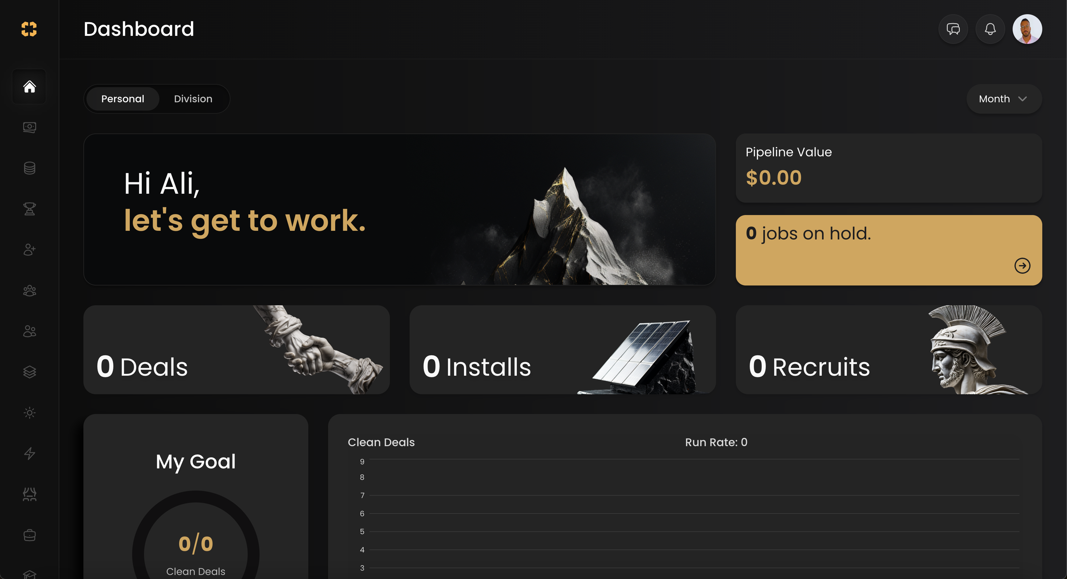 Optimus sales platform dashboard